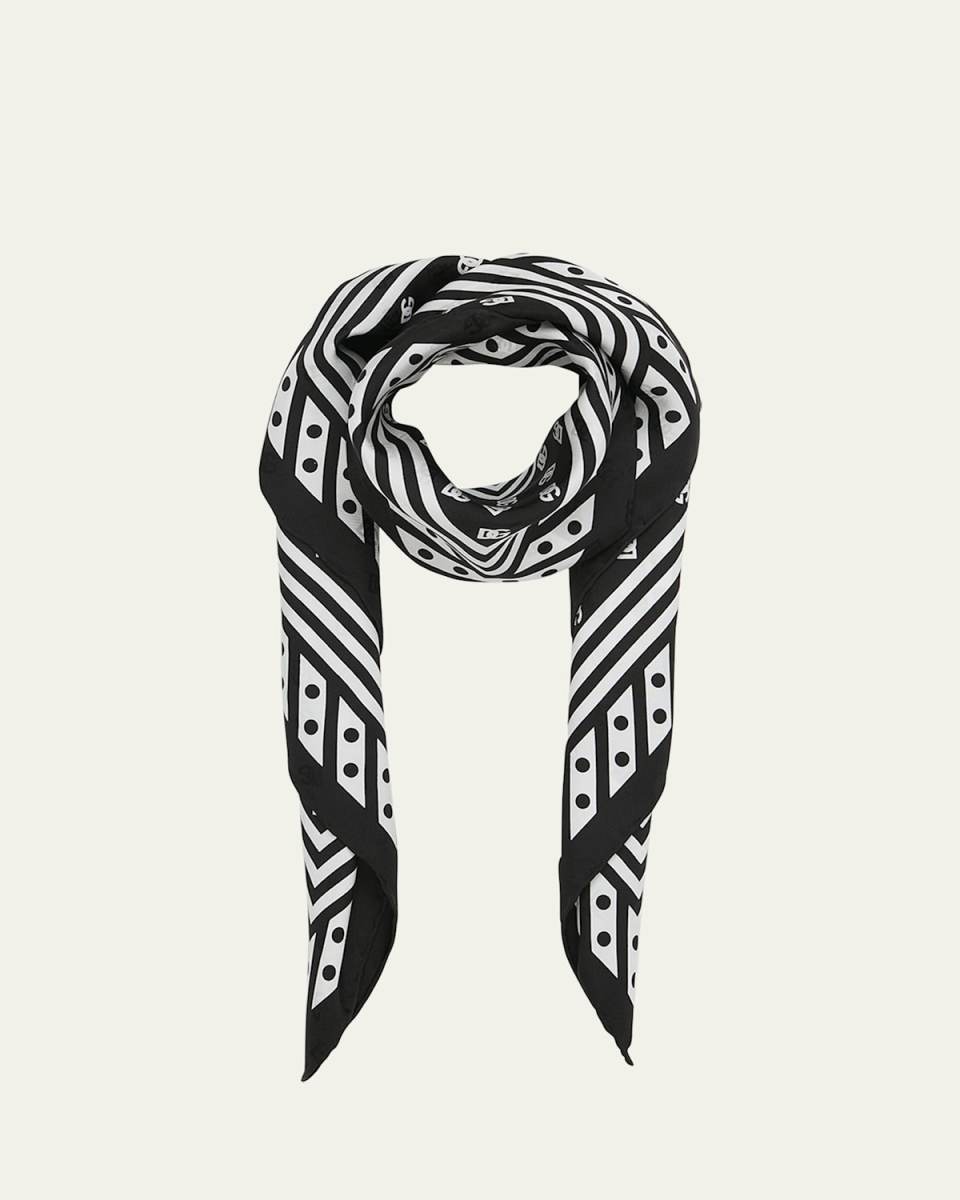 All-Over DG Polka-Dot Silk Square Scarf